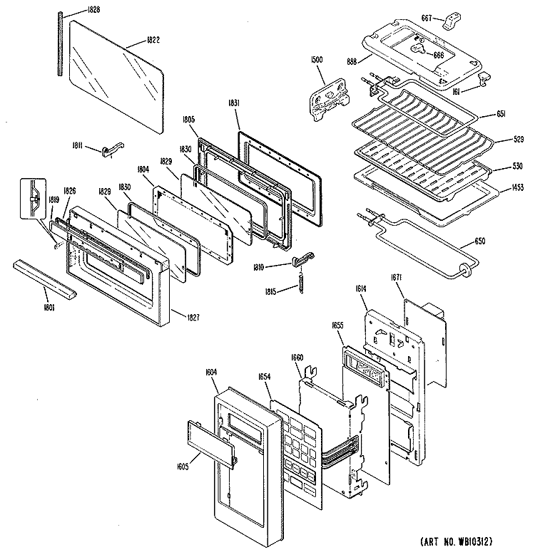 MICROWAVE TOASTER / OVEN Diagram and Parts List for JMT1901  General Electric Microwave