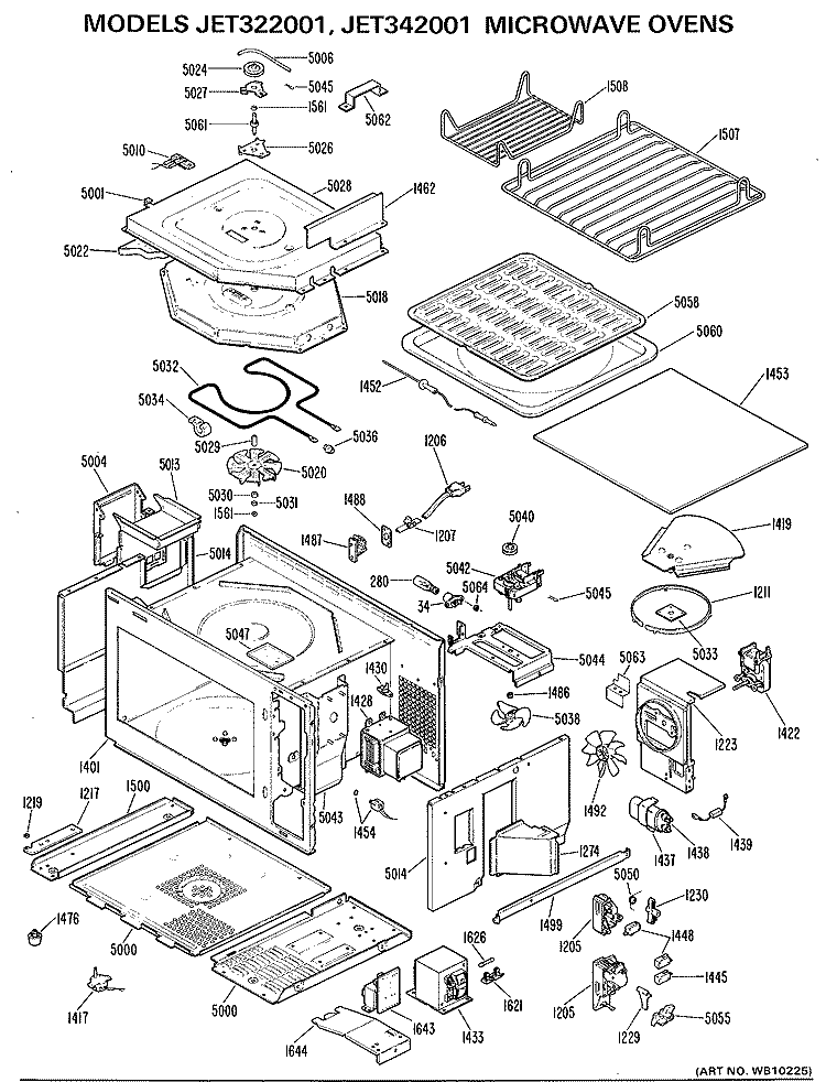 MICROWAVE OVENS Diagram and Parts List for JET322001  General Electric Microwave