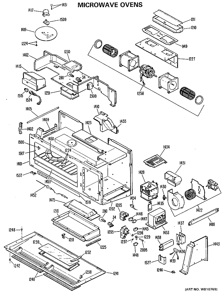 MICROWAVE OVENS Diagram and Parts List for JVM172002  General Electric Microwave