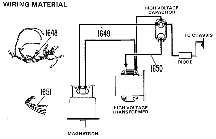 WIRING MATERIAL Diagram and Parts List for JE143501  General Electric Microwave