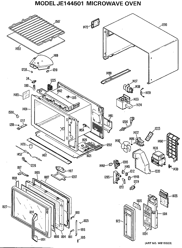 MICROWAVE OVEN Diagram and Parts List for JE144501  General Electric Microwave