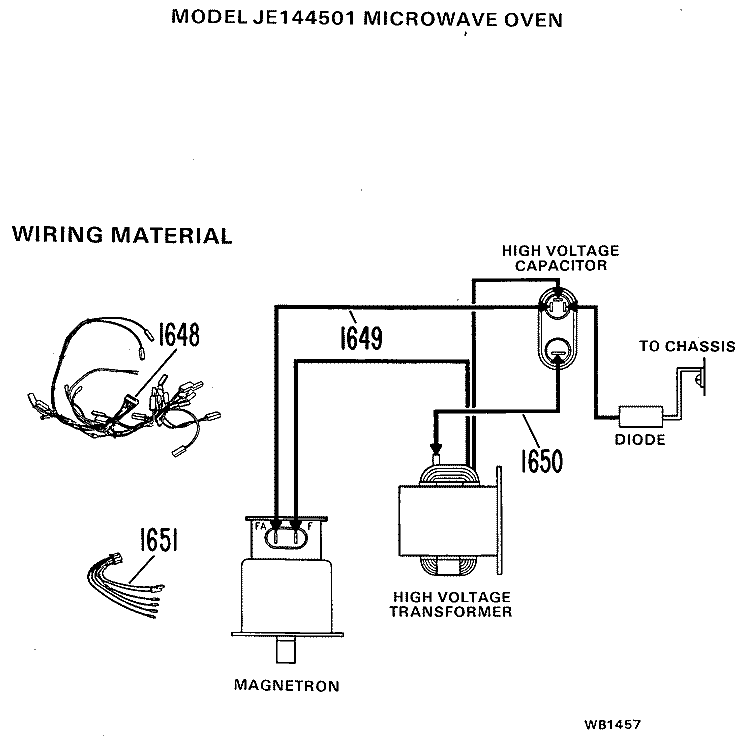 MICROWAVE OVEN Diagram and Parts List for JE144501  General Electric Microwave