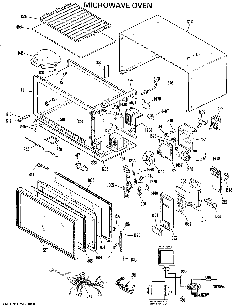 MICROWAVE OVEN Diagram and Parts List for JEM32F01  General Electric Microwave