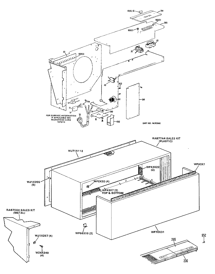 Section Diagram and Parts List for A3B508DXASQ1  General Electric Air Conditioner