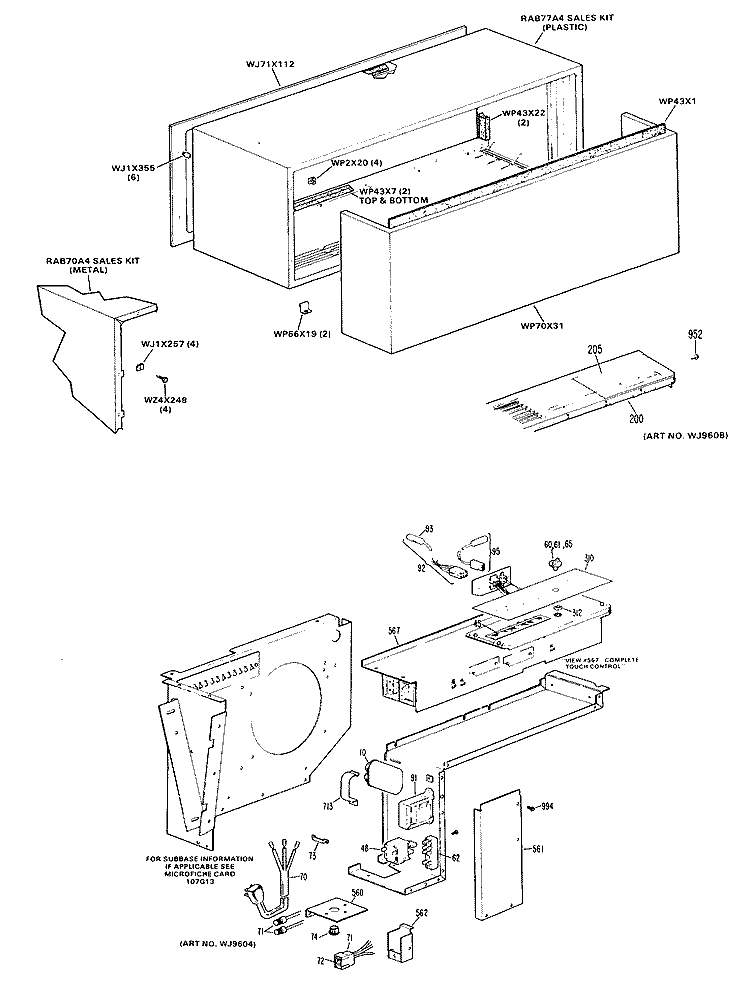 Section Diagram and Parts List for A3B593DGALQ1  General Electric Air Conditioner