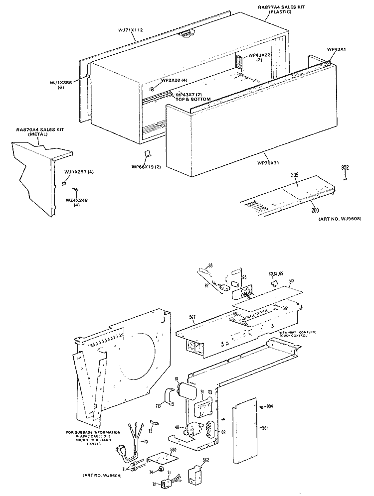Section Diagram and Parts List for A3B699DJASW1  General Electric Air Conditioner