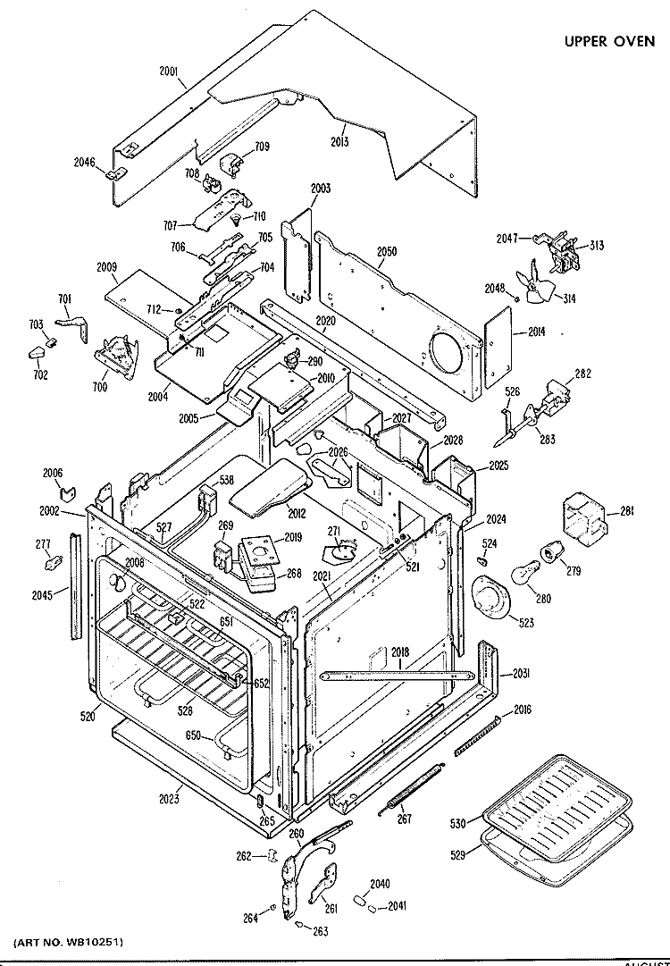 UPPER OVEN Diagram and Parts List for JKP27G*H1  General Electric Wall Oven