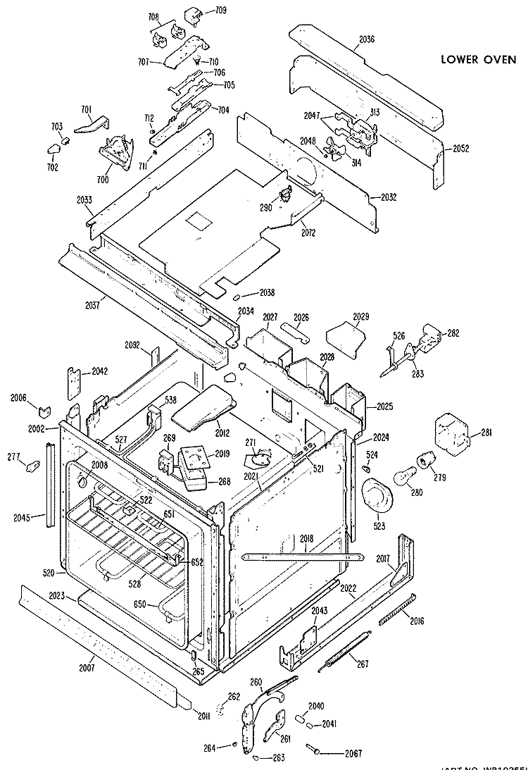 LOWER OVEN Diagram and Parts List for JKP36G*H1  General Electric Wall Oven