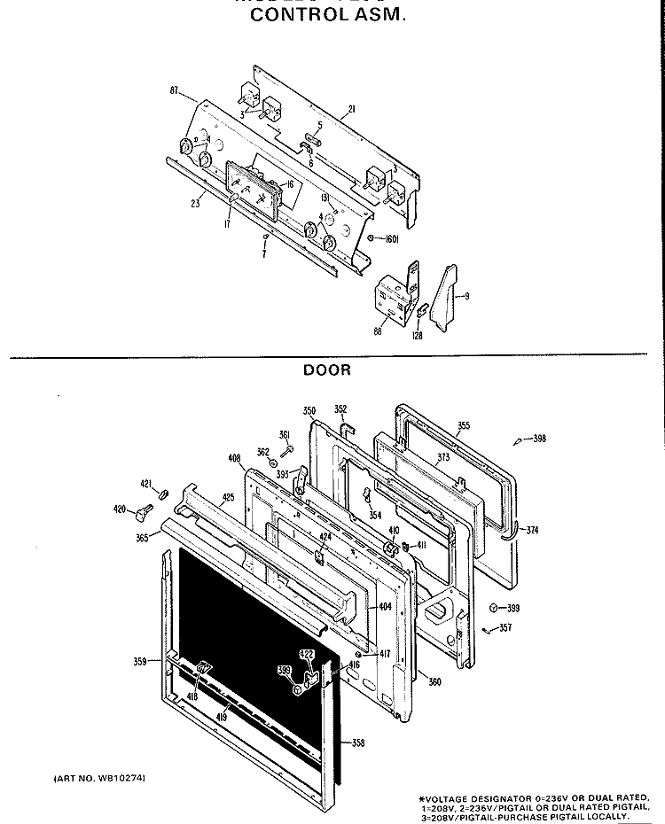 CONTROL ASM. Diagram and Parts List for JMP26G*H1  General Electric Range