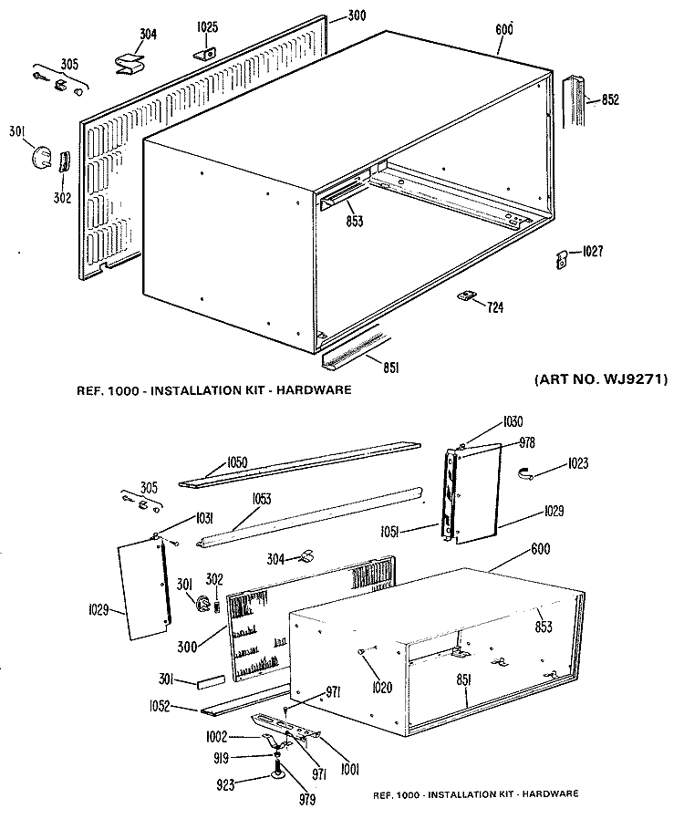 Section Diagram and Parts List for AJH06A54A  General Electric Air Conditioner