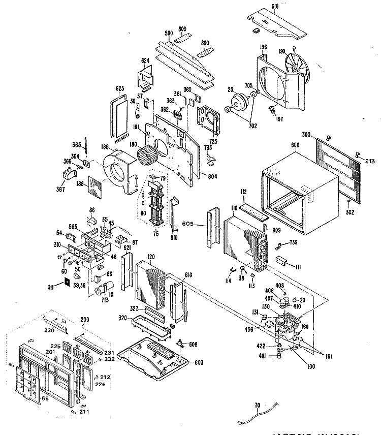 Section Diagram and Parts List for AJS08AAV1  General Electric Air Conditioner