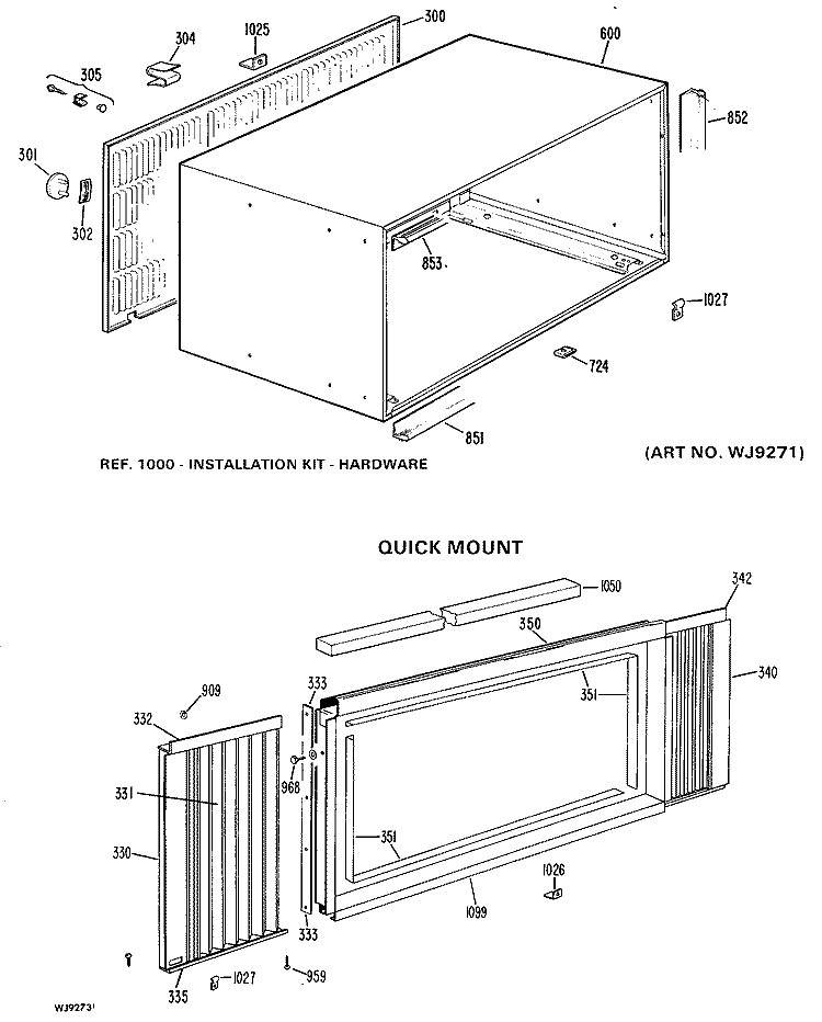 QUICK MOUNT Diagram and Parts List for AJE10D8T2  General Electric Air Conditioner