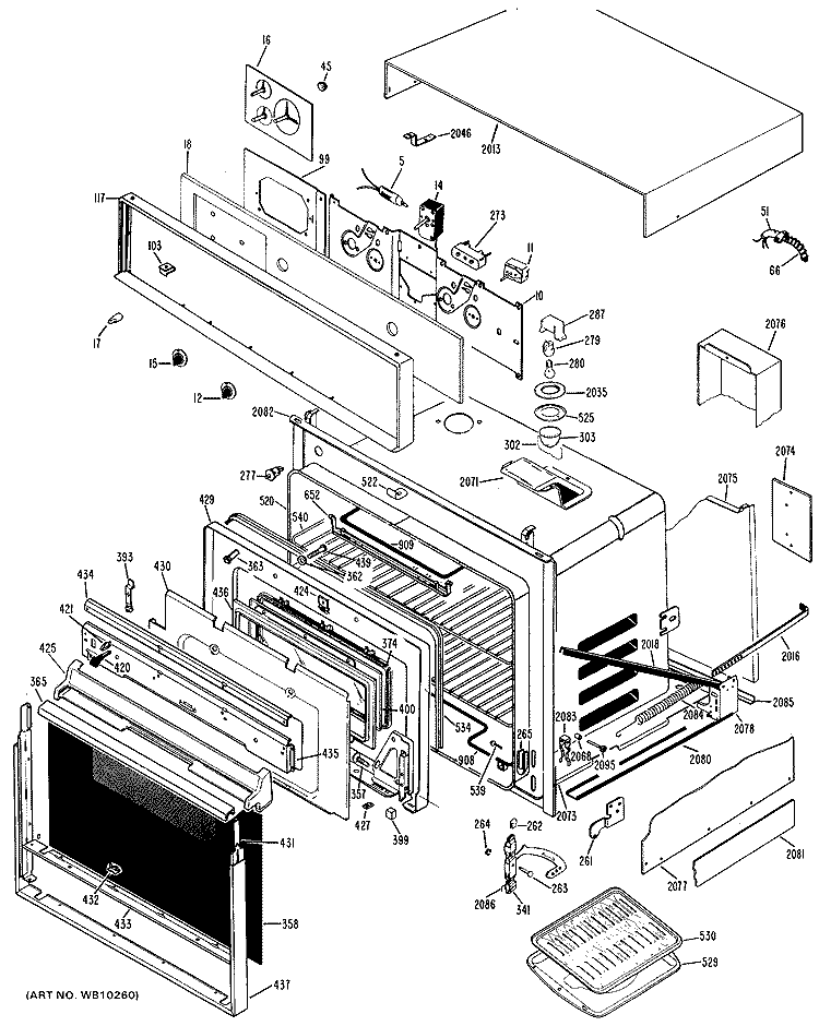 Section Diagram and Parts List for JKS06G*H1  General Electric Wall Oven