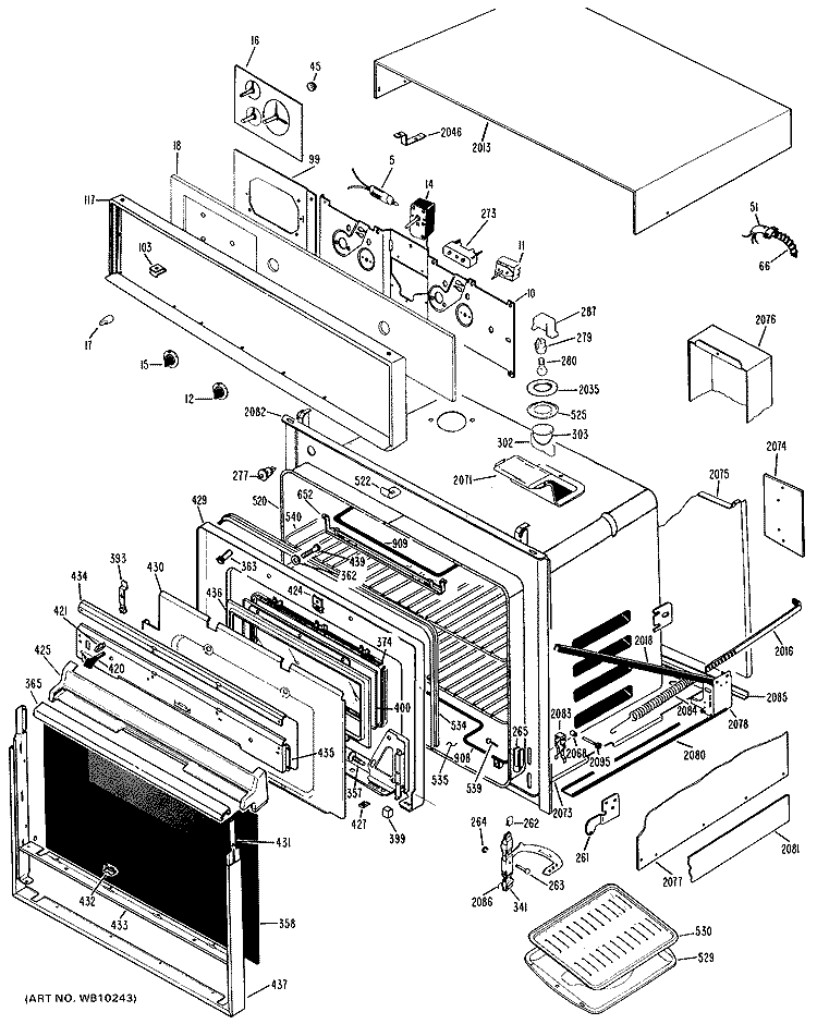 Section Diagram and Parts List for JKC06G*H1  General Electric Wall Oven