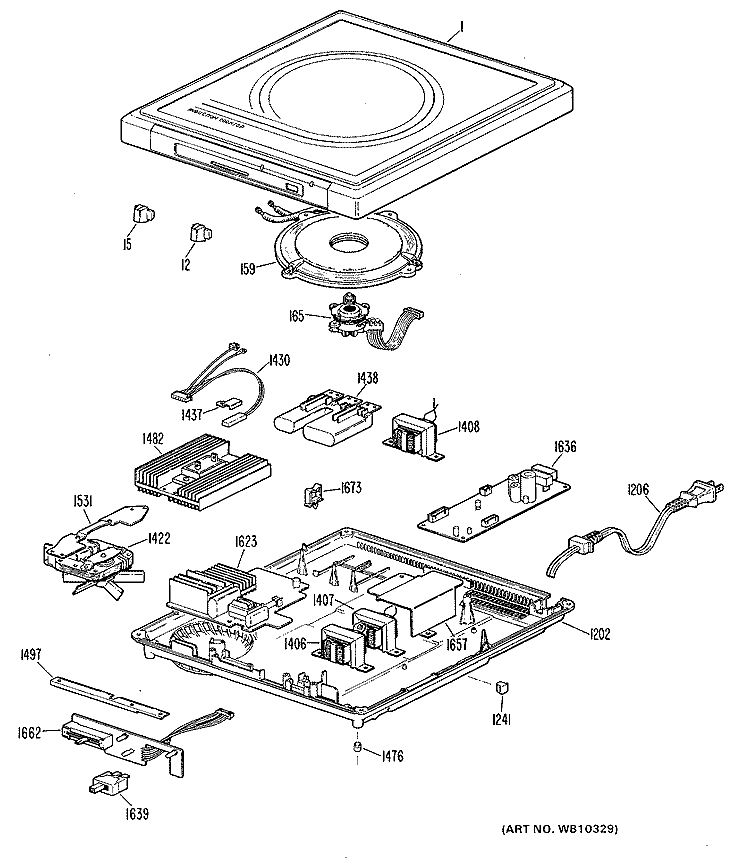 Section Diagram and Parts List for JIC100H1  General Electric Cooktop