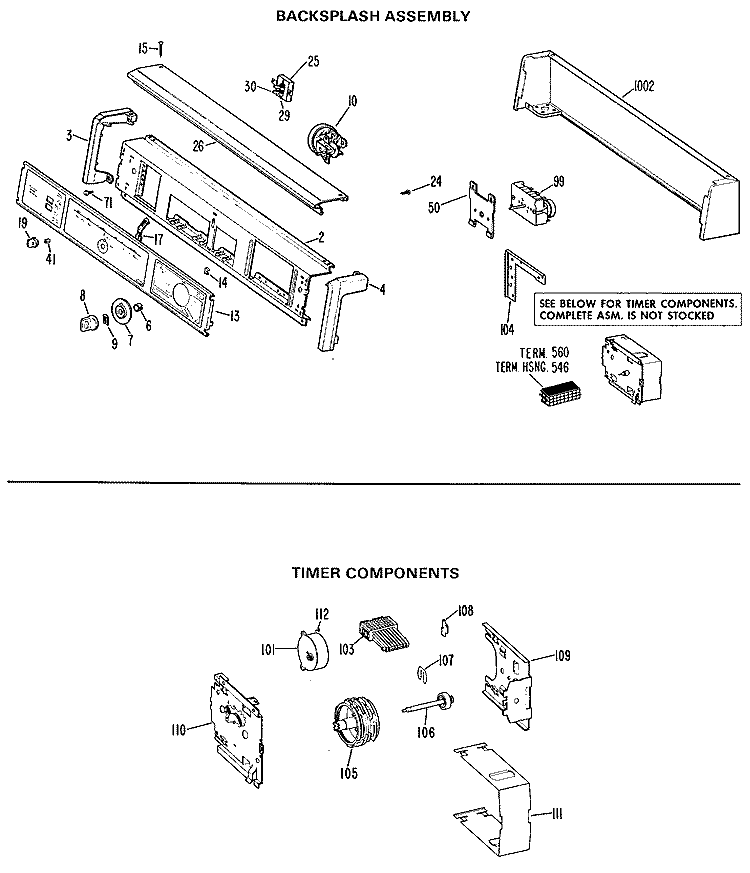 BACKSPLASH ASSEMBLY Diagram and Parts List for WWA8354VLL  General Electric Washer