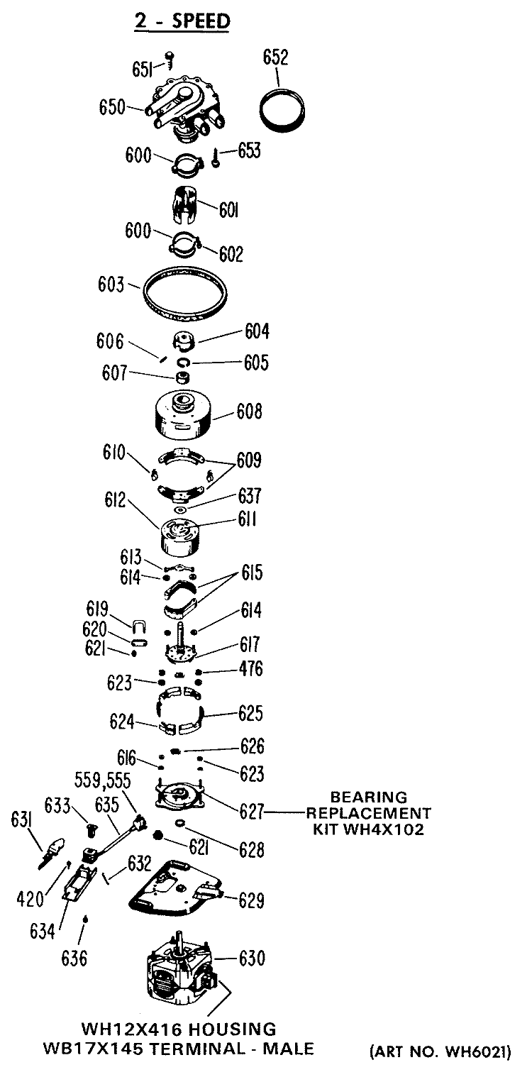 2 - SPEED Diagram and Parts List for WWA8500GBL  General Electric Washer