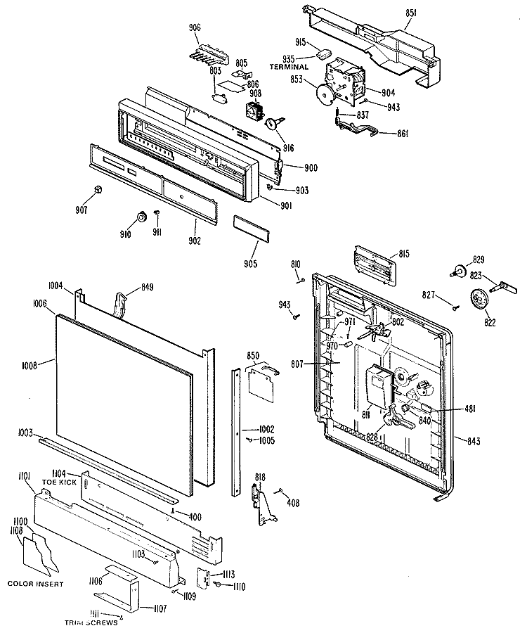 Section Diagram and Parts List for GSD980T-06  General Electric Dishwasher