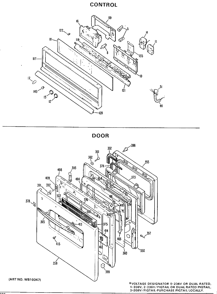 CONTROL Diagram and Parts List for JKP07*J1  General Electric Wall Oven