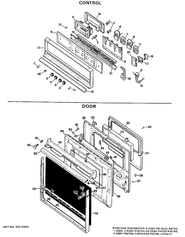 CONTROL Diagram and Parts List for JKP36G*J1  General Electric Wall Oven