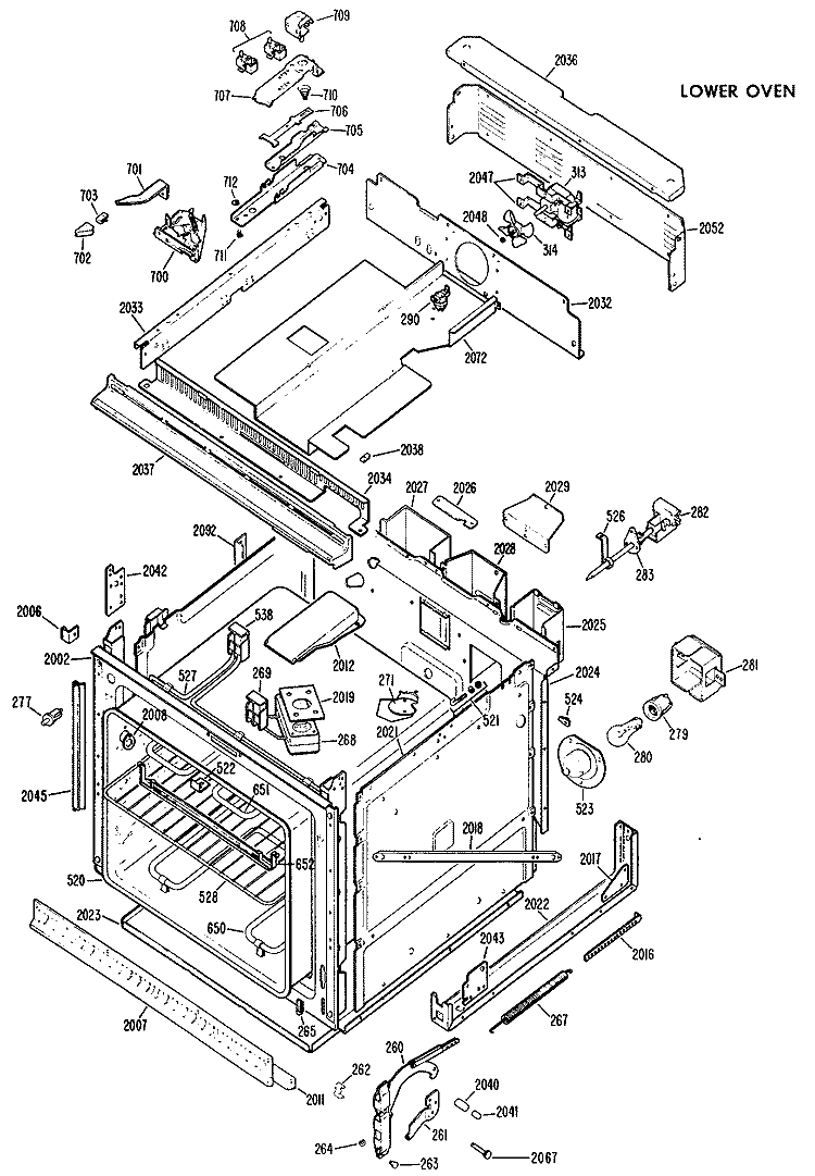 LOWER OVEN Diagram and Parts List for JKP36G*J1  General Electric Wall Oven