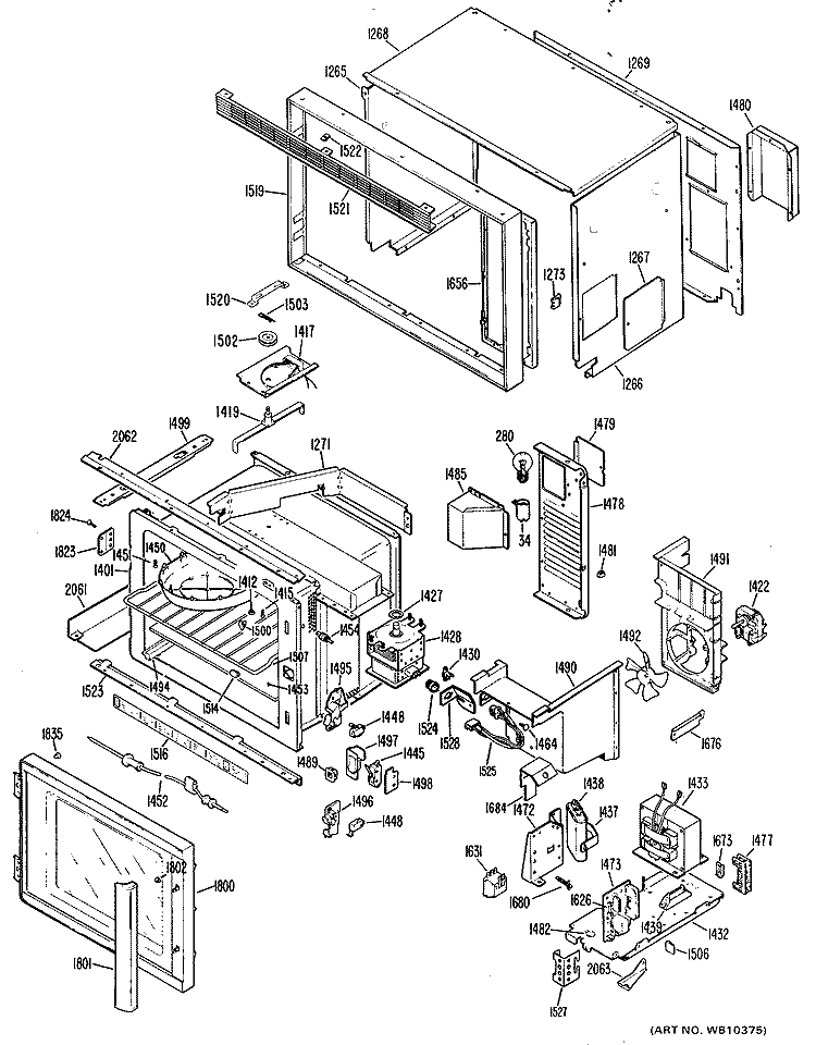 Section Diagram and Parts List for JKP67G*J1  General Electric Microwave Oven Combo
