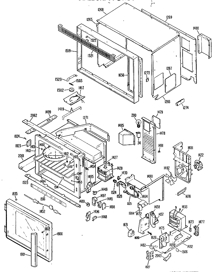 Section Diagram and Parts List for JKP77G*J1  General Electric Microwave Oven Combo