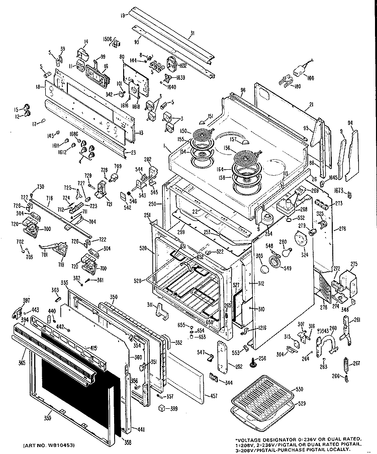 Section Diagram and Parts List for JBV42G*J1  General Electric Microwave Oven Combo