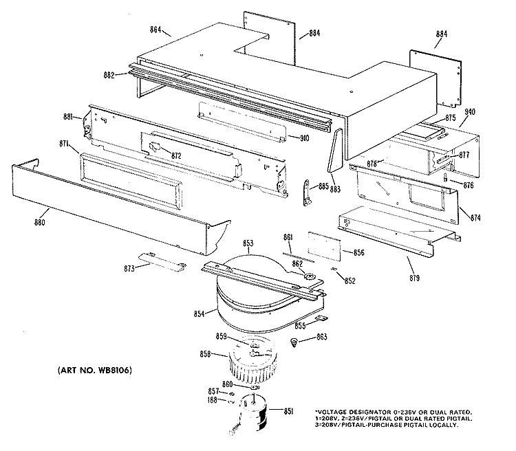 Section Diagram and Parts List for JHP56G*J1  General Electric Range