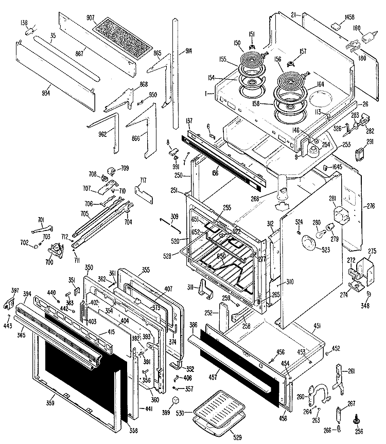 Section Diagram and Parts List for JHP61G*J1  General Electric Microwave Oven Combo