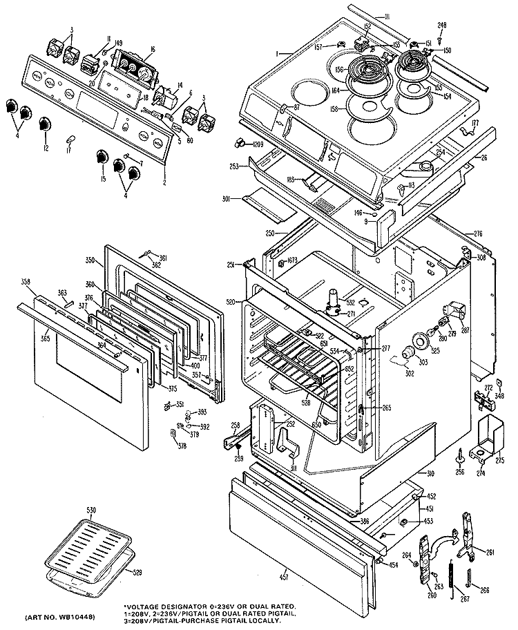 Section Diagram and Parts List for JSS26*J1  General Electric Range