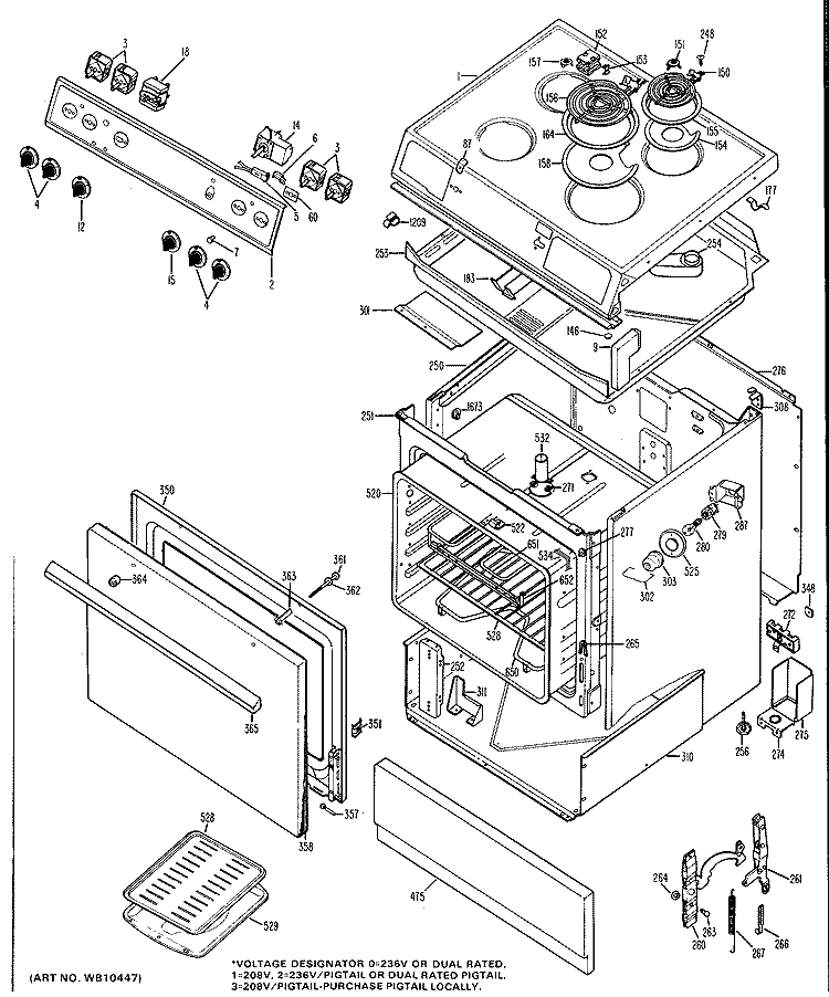 Section Diagram and Parts List for JSS01*J1  General Electric Range