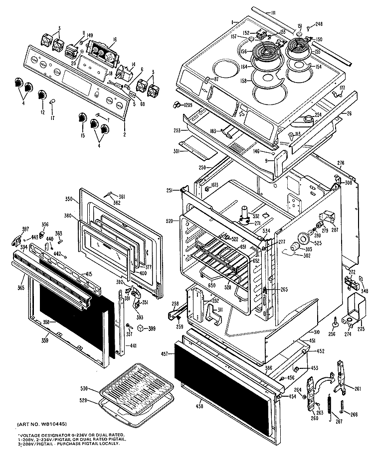 Section Diagram and Parts List for JSS27G*J1  General Electric Range