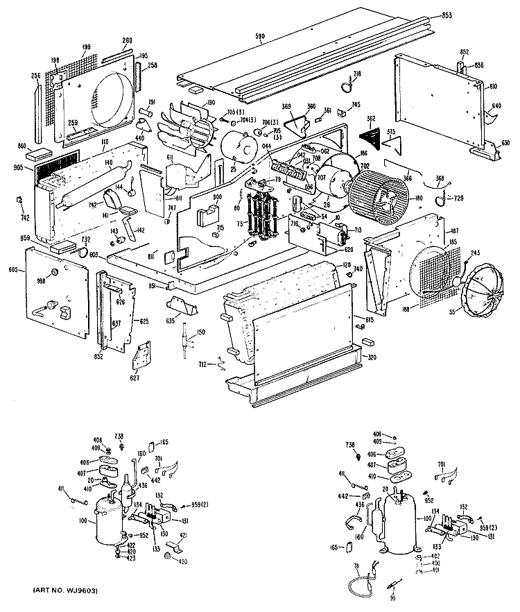 Section Diagram and Parts List for A2B388ENASR1  General Electric Air Conditioner