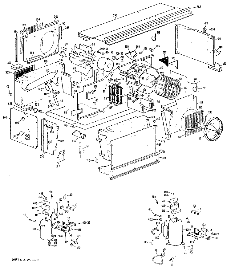 Section Diagram and Parts List for A2B589ESASQ2  General Electric Air Conditioner
