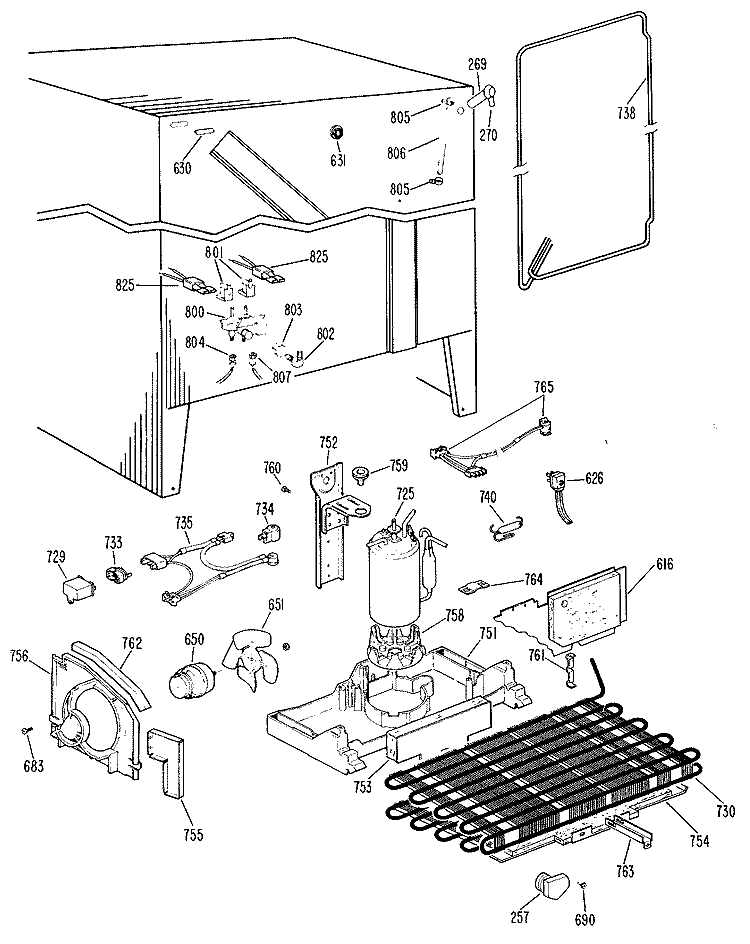 Section Diagram and Parts List for TFX24FGR  General Electric Refrigerator