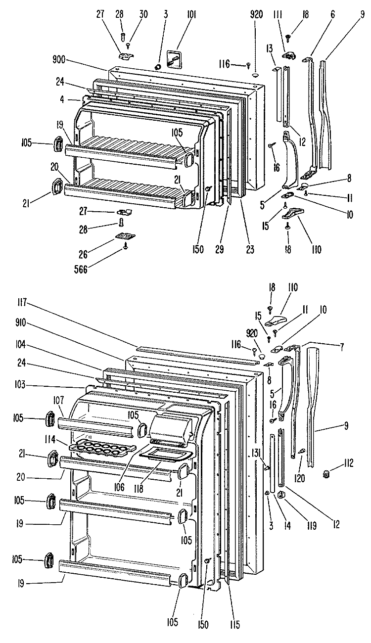 Section Diagram and Parts List for TBF14DGC  General Electric Refrigerator