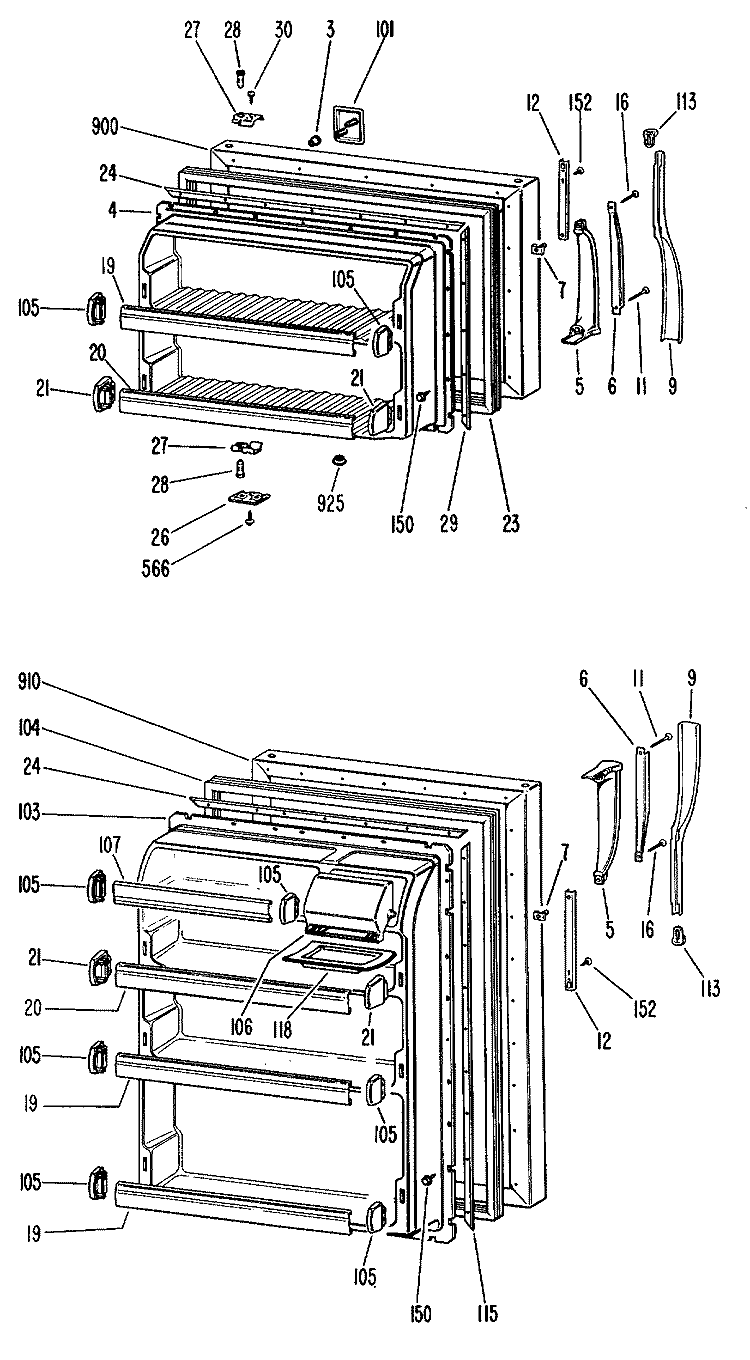 Section Diagram and Parts List for TBF14XGCL  General Electric Refrigerator