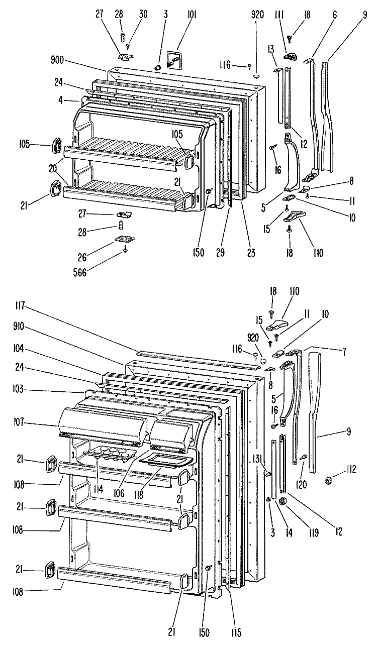 Section Diagram and Parts List for TBF16DGC  General Electric Refrigerator