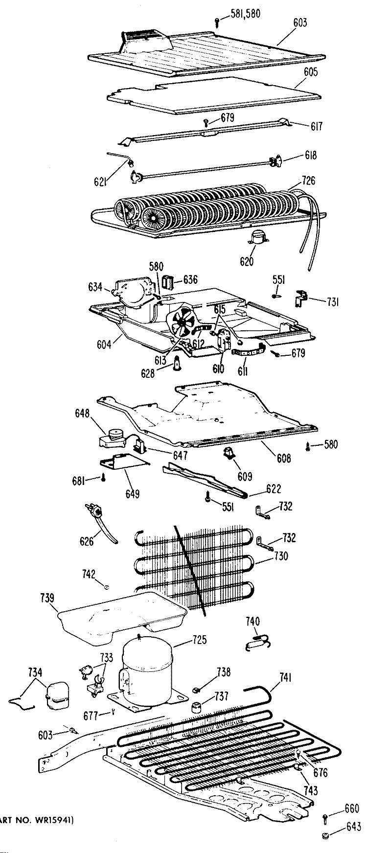 Section Diagram and Parts List for TBF16DGC  General Electric Refrigerator