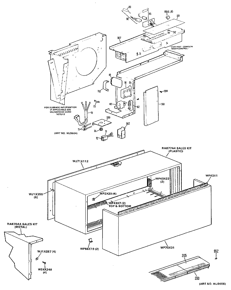 Section Diagram and Parts List for A3B693CKASW1  General Electric Air Conditioner