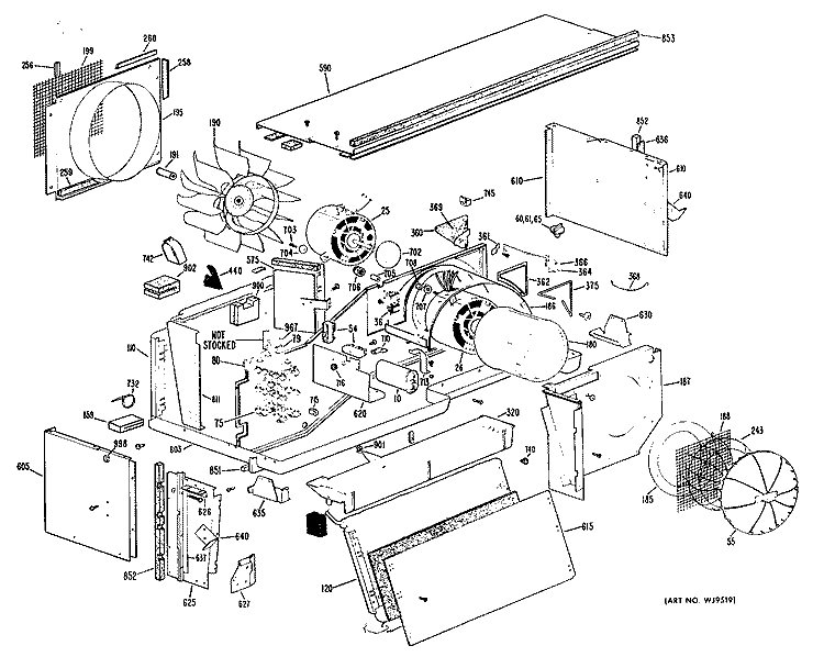 Section Diagram and Parts List for A2B579ESASQA  General Electric Air Conditioner