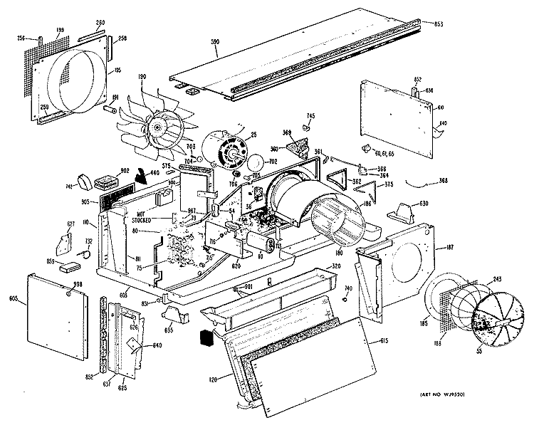 Section Diagram and Parts List for A2B742SEALE1  General Electric Air Conditioner