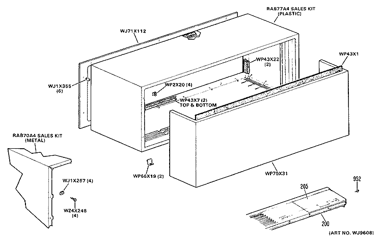 Section Diagram and Parts List for A3B783CKALD1  General Electric Air Conditioner