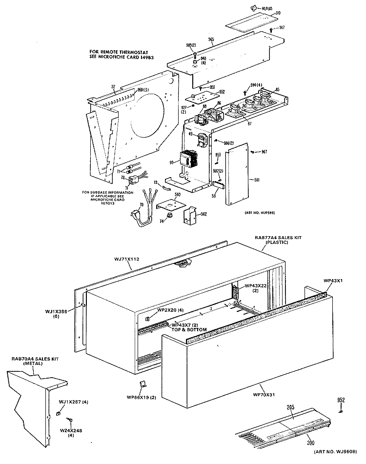 Section Diagram and Parts List for A3B669ESCST1  General Electric Air Conditioner
