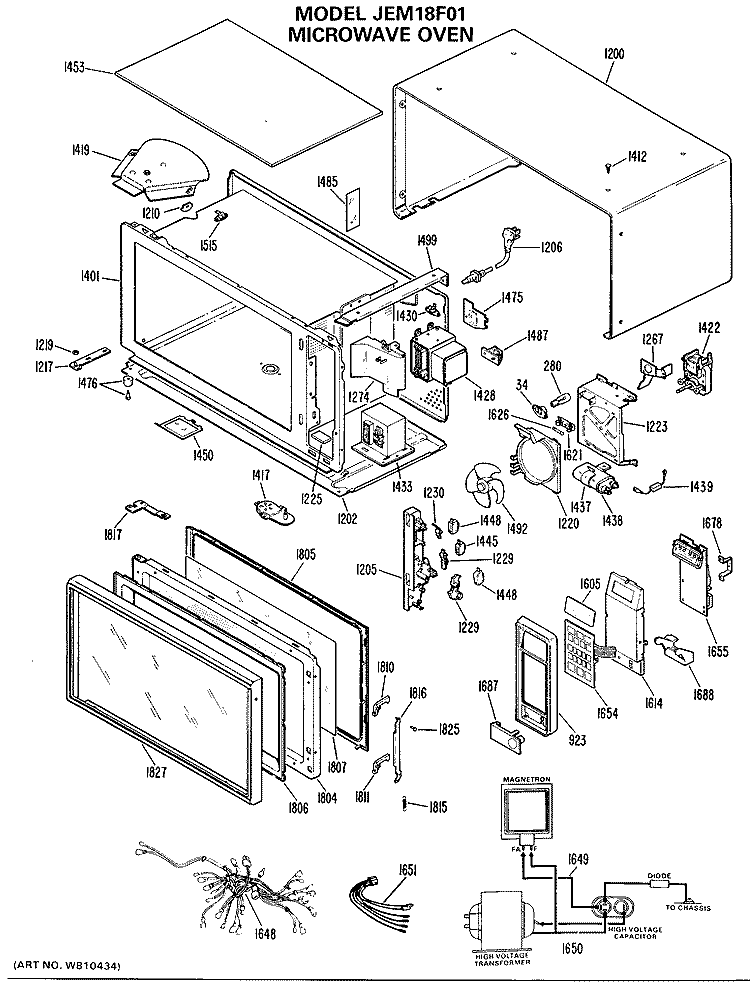 MICROWAVE OVEN Diagram and Parts List for JEM18F01  General Electric Microwave