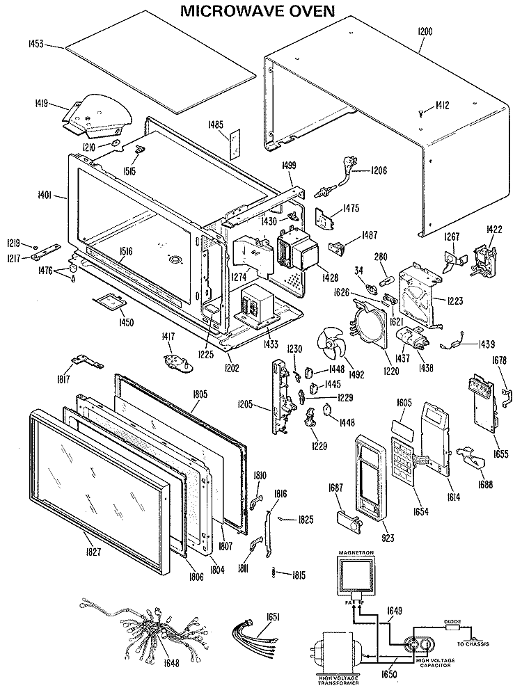 MICROWAVE OVEN Diagram and Parts List for JEM23F01  General Electric Microwave