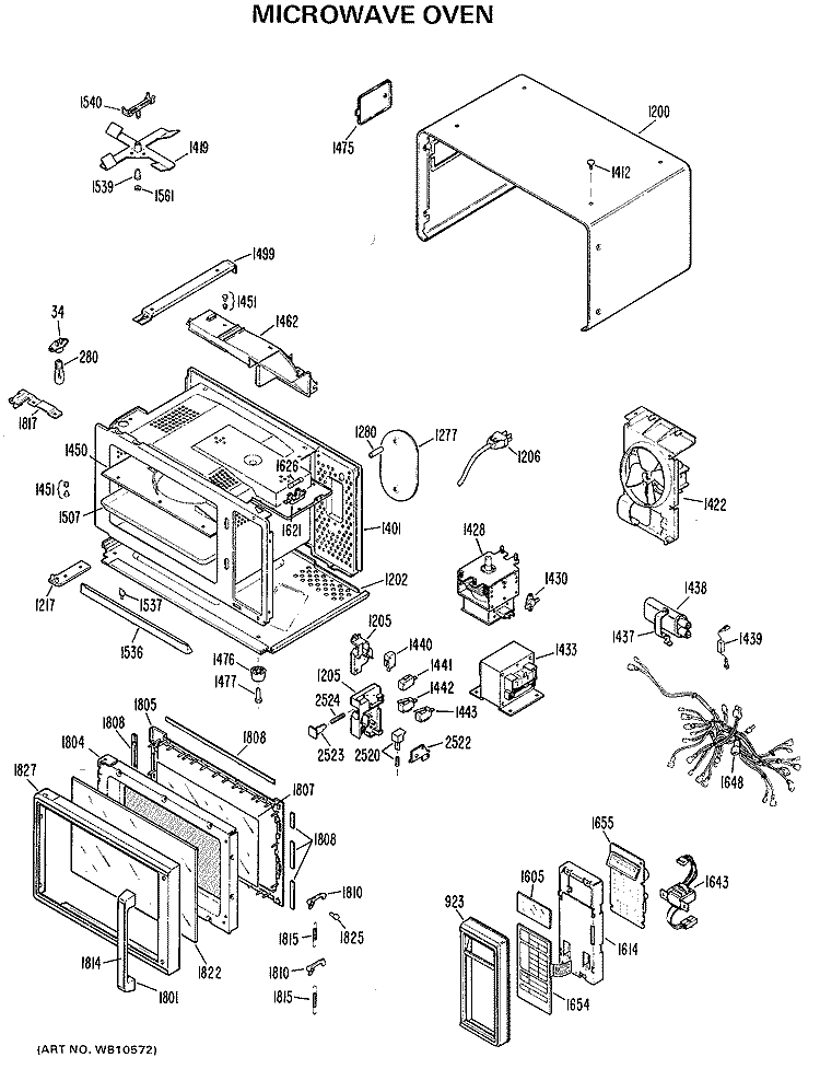 MICROWAVE OVEN Diagram and Parts List for JEM616001  General Electric Microwave