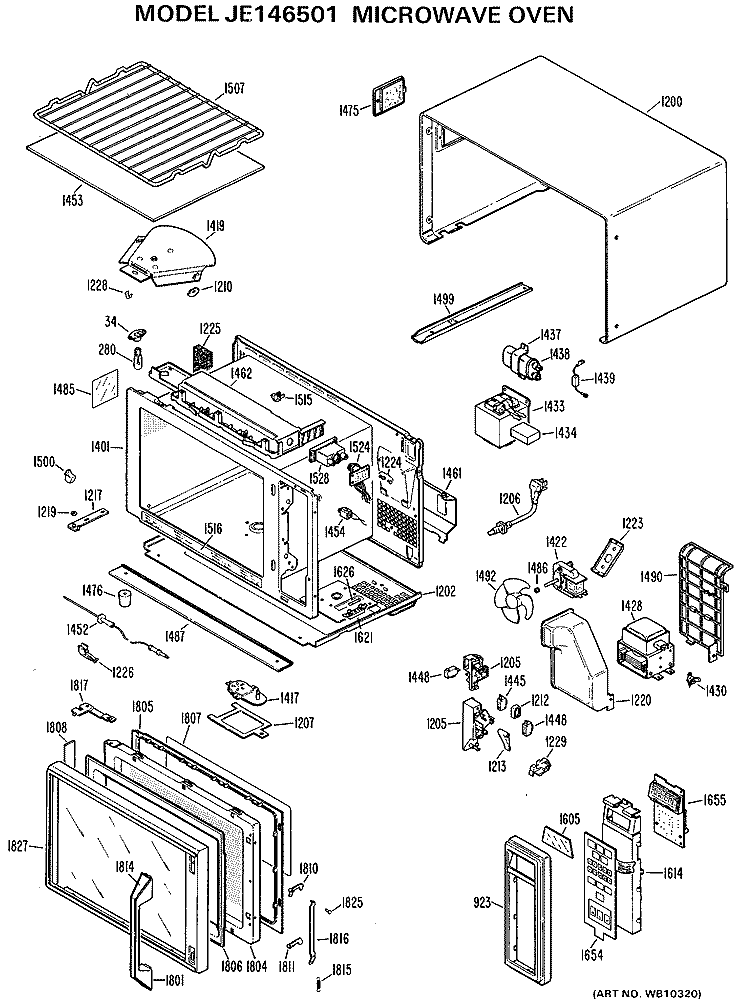 MICROWAVE OVEN Diagram and Parts List for JE146501  General Electric Microwave