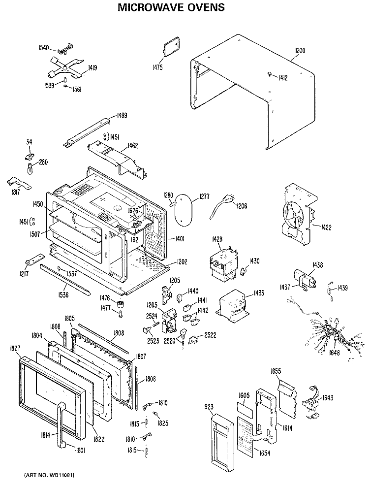 MICROWAVE OVENS Diagram and Parts List for JEM4WH01  General Electric Microwave